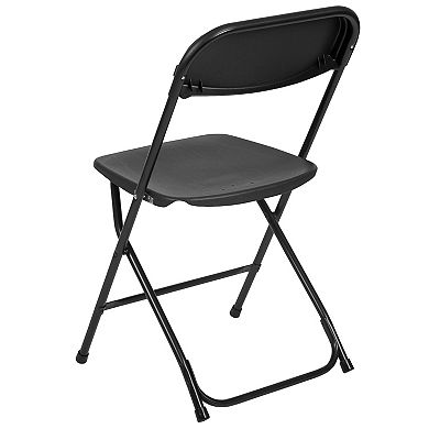 Emma and Oliver Set of 2 Brown Stackable Folding Plastic Chairs - 650 LB Weight Capacity