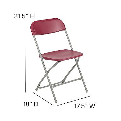 Emma and Oliver Set of 2 Brown Stackable Folding Plastic Chairs - 650 LB Weight Capacity