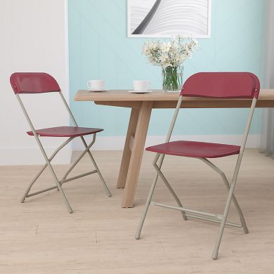 Emma and Oliver Set of 2 Brown Stackable Folding Plastic Chairs - 650 LB Weight Capacity