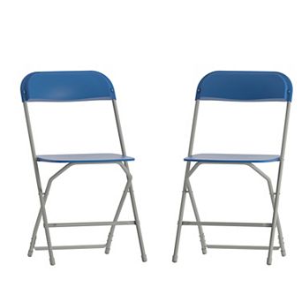 Emma and Oliver Set of 2 Grey Stackable Folding Plastic Chairs - 650 LB Weight Capacity