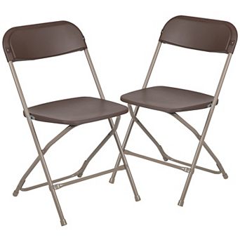 Emma and Oliver Set of 2 Grey Stackable Folding Plastic Chairs - 650 LB Weight Capacity