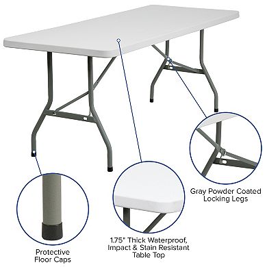 Emma and Oliver 6-Foot Granite White Plastic Folding Table - Banquet / Event Folding Table