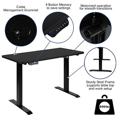 Emma and Oliver Electric Height Adjustable Standing Desk - 48" Wide x 24" Deep (Black)