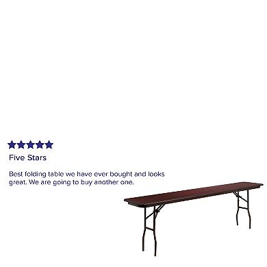 Emma and Oliver 8-Foot Mahogany Melamine Laminate Folding Training/Seminar Table - Event Table
