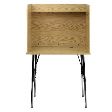 Emma and Oliver Stand-Alone Study Carrel with Height Adjustable Legs - Oak Finish