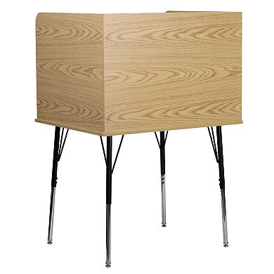 Emma and Oliver Stand-Alone Study Carrel with Height Adjustable Legs - Oak Finish