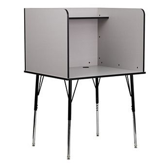 Emma and Oliver Stand-Alone Study Carrel with Height Adjustable Legs - Nebula Grey Finish