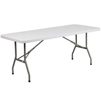 Emma and Oliver 30"W x 72"L Plastic Folding Table with Granite White Surface