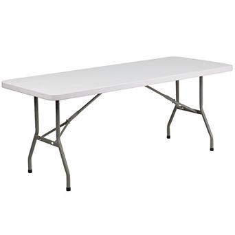 Emma and Oliver 30"W x 72"L Plastic Folding Table with Granite White Surface