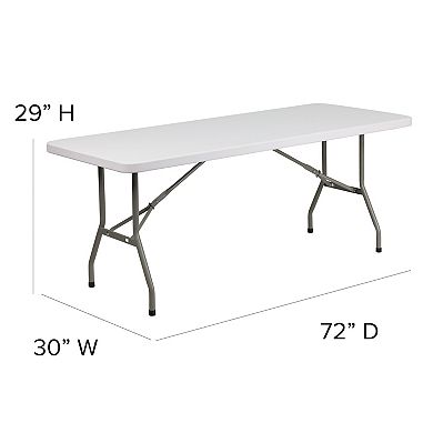 Emma and Oliver 30"W x 72"L Plastic Folding Table with Granite White Surface