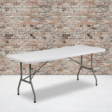 Emma and Oliver 30"W x 72"L Plastic Folding Table with Granite White Surface