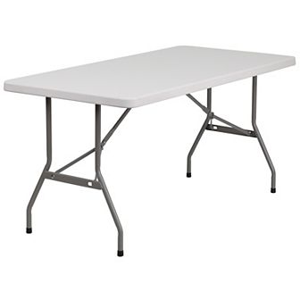 Emma and Oliver 5-Foot Granite White Plastic Folding Table - Banquet / Event Folding Table