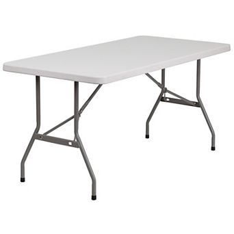 Emma and Oliver 5-Foot Granite White Plastic Folding Table - Banquet / Event Folding Table