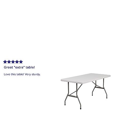 Emma and Oliver 5-Foot Granite White Plastic Folding Table - Banquet / Event Folding Table
