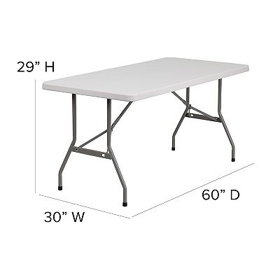 Emma and Oliver 5-Foot Granite White Plastic Folding Table - Banquet / Event Folding Table