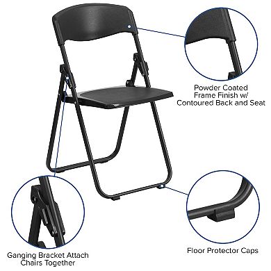 Emma and Oliver 2 Pack White Plastic Folding Chair with Built-in Ganging Brackets