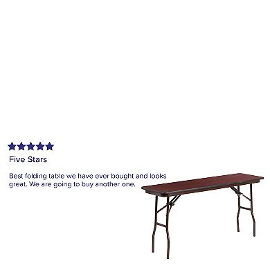 Emma and Oliver 5-Foot Mahogany Melamine Laminate Folding Training/Seminar Table - Event Table