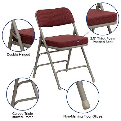 Emma and Oliver 2 Pack Curved Triple Braced & Double Hinged Navy Fabric Metal Folding Chair