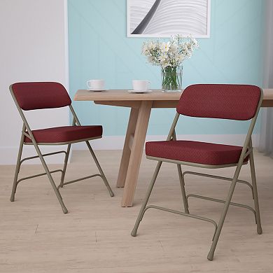 Emma and Oliver 2 Pack Curved Triple Braced & Double Hinged Navy Fabric Metal Folding Chair