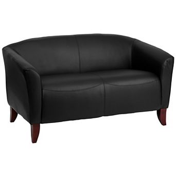 Emma and Oliver Ivory LeatherSoft Loveseat with Cherry Wood Feet