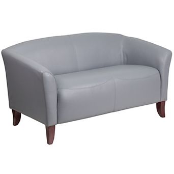 Emma and Oliver Ivory LeatherSoft Loveseat with Cherry Wood Feet