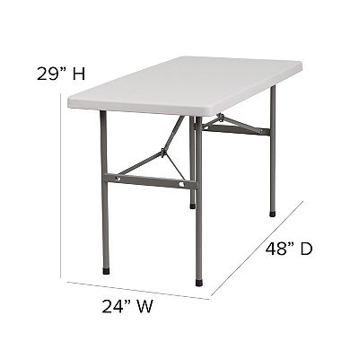 Emma and Oliver 4-Foot Granite White Plastic Folding Table - Banquet / Event Folding Table