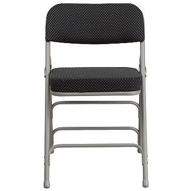 Emma and Oliver 2 Pack Premium Curved Triple Braced & Double Hinged Burgundy Fabric Metal Folding Chair