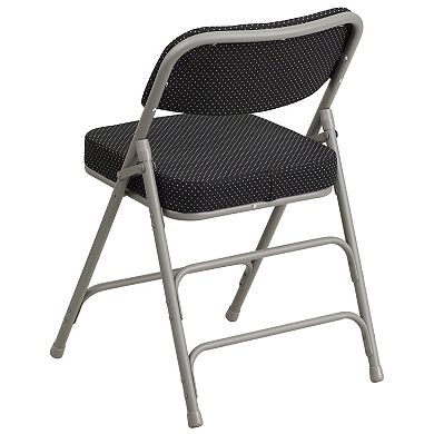 Emma and Oliver 2 Pack Premium Curved Triple Braced & Double Hinged Burgundy Fabric Metal Folding Chair