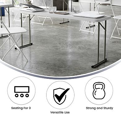 Emma and Oliver 6-Foot Rectangular White Plastic Folding Table with Locking Legs for Training or Seminars