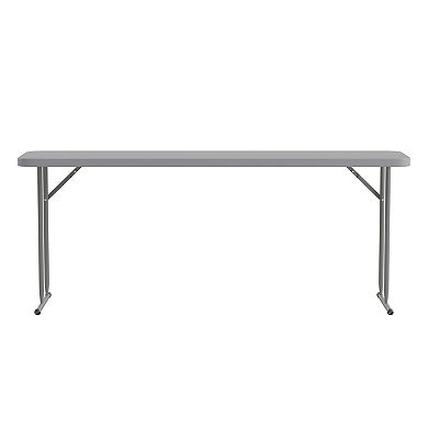 Emma and Oliver 6-Foot Rectangular White Plastic Folding Table with Locking Legs for Training or Seminars