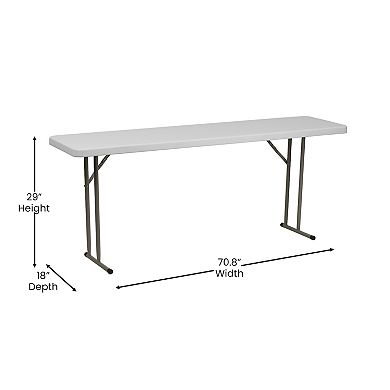 Emma and Oliver 6-Foot Rectangular White Plastic Folding Table with Locking Legs for Training or Seminars