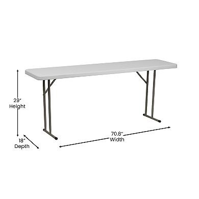 Emma and Oliver 6-Foot Rectangular White Plastic Folding Table with Locking Legs