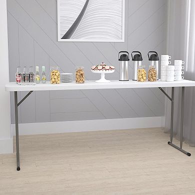 Emma and Oliver 6-Foot Rectangular White Plastic Folding Table with Locking Legs