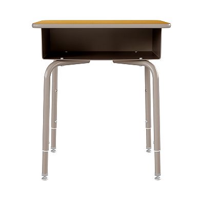 Emma and Oliver Student School Desk with Open Front Metal Book Box