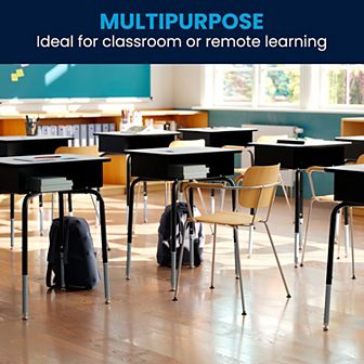 Emma and Oliver Student School Desk with Open Front Metal Book Box