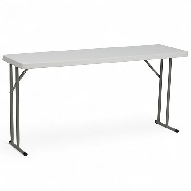 Emma and Oliver 5-Foot Rectangle Granite White Plastic Folding