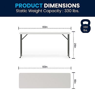 Emma and Oliver 5-Foot Rectangle Granite White Plastic Folding Training / Seminar Table