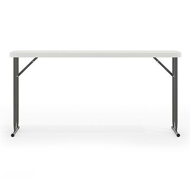 Emma and Oliver 5-Foot Rectangle Granite White Plastic Folding Training / Seminar Table