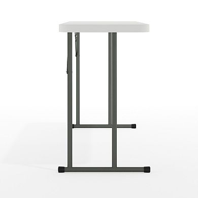 Emma and Oliver 5-Foot Rectangle Granite White Plastic Folding Training / Seminar Table