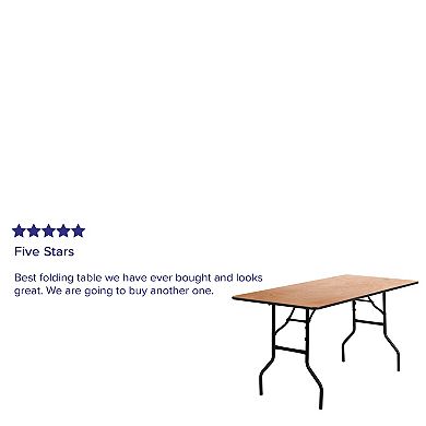 Emma and Oliver 5-Foot Rectangular Wood Folding Banquet Table with Clear Coated Finished Top