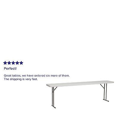 Emma and Oliver 8-Foot Rectangle Granite White Plastic Folding Training / Seminar Table