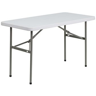 Emma and Oliver 4-Foot Granite White Plastic Folding Table - Banquet / Event Folding Table