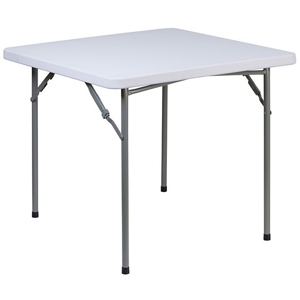 Emma and Oliver 2.81 Foot Square Granite White Plastic Folding