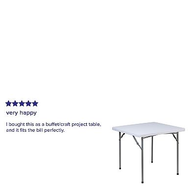 Emma and Oliver 2.81-Foot Square Granite White Plastic Folding Table - Card Table/Game Table