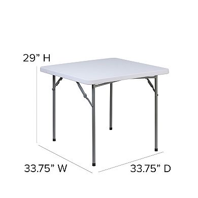 Emma and Oliver 2.81-Foot Square Granite White Plastic Folding Table - Card Table/Game Table