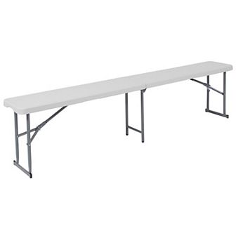 Emma and Oliver 10.25"Wx71"L Portable Bi-Fold Granite White Plastic Bench