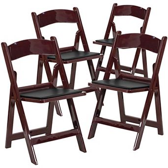 Emma and Oliver Folding Chair - Red Mahogany Resin 4 Pack 1000LB Weight Capacity Event Chair