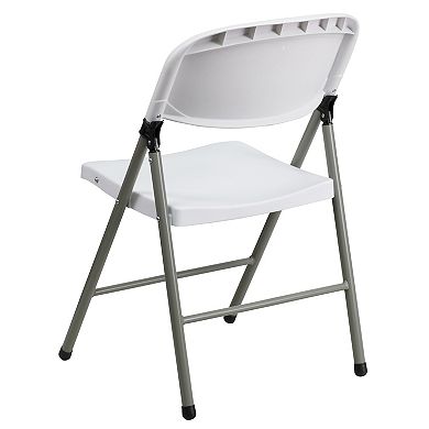 Emma and Oliver 2 Pack Commercial White Plastic Event Party Rental Folding Chair