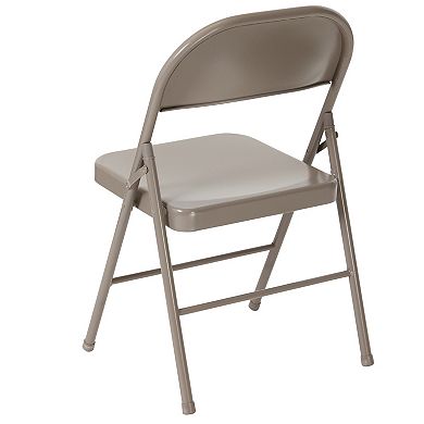 Emma and Oliver 4 Pack Double Braced Gray Metal Folding Chair