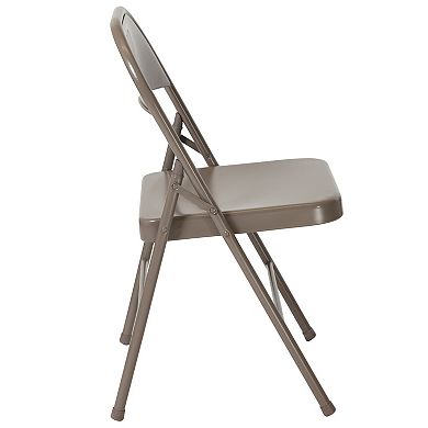 Emma and Oliver 4 Pack Double Braced Gray Metal Folding Chair